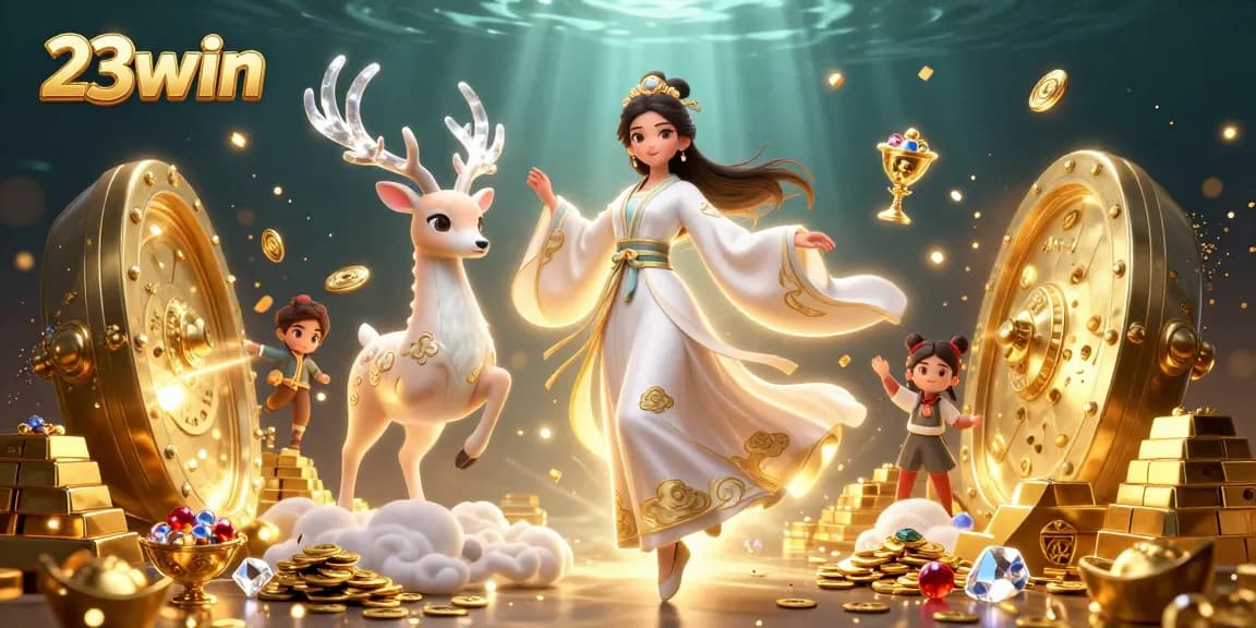 Engage with the stunning world of 23win's casino through vibrant characters and dynamic gaming elements.