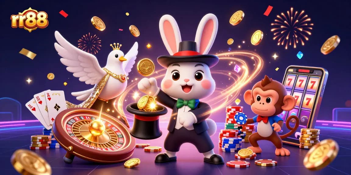 Experience the thrill of winning at rr88 with golden coins and poker chips in this vibrant 3D illustration.