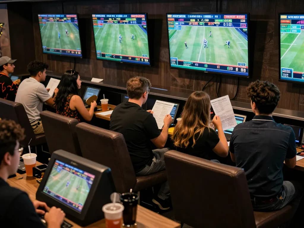 Engaged bettors enjoying live matches and odds updates on god55 sports.