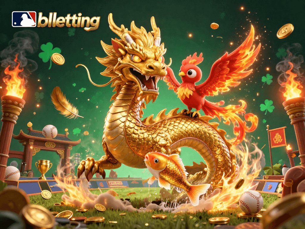 Engage in mlb betting action with a fierce dragon and vibrant stadium atmosphere