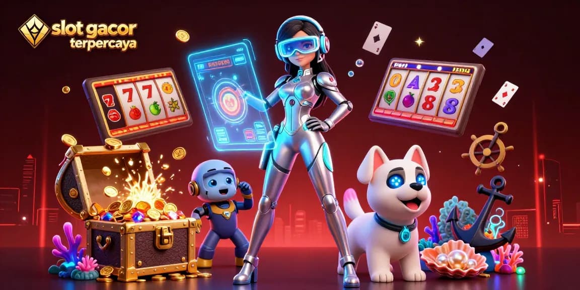 Engage with slot gacor terpercaya in a vibrant 3D casino scene filled with energetic elements for thrilling gameplay.