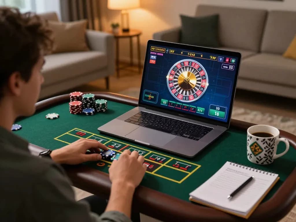 uu88 player engaging with live dealer games in cozy home setting during online gambling session
