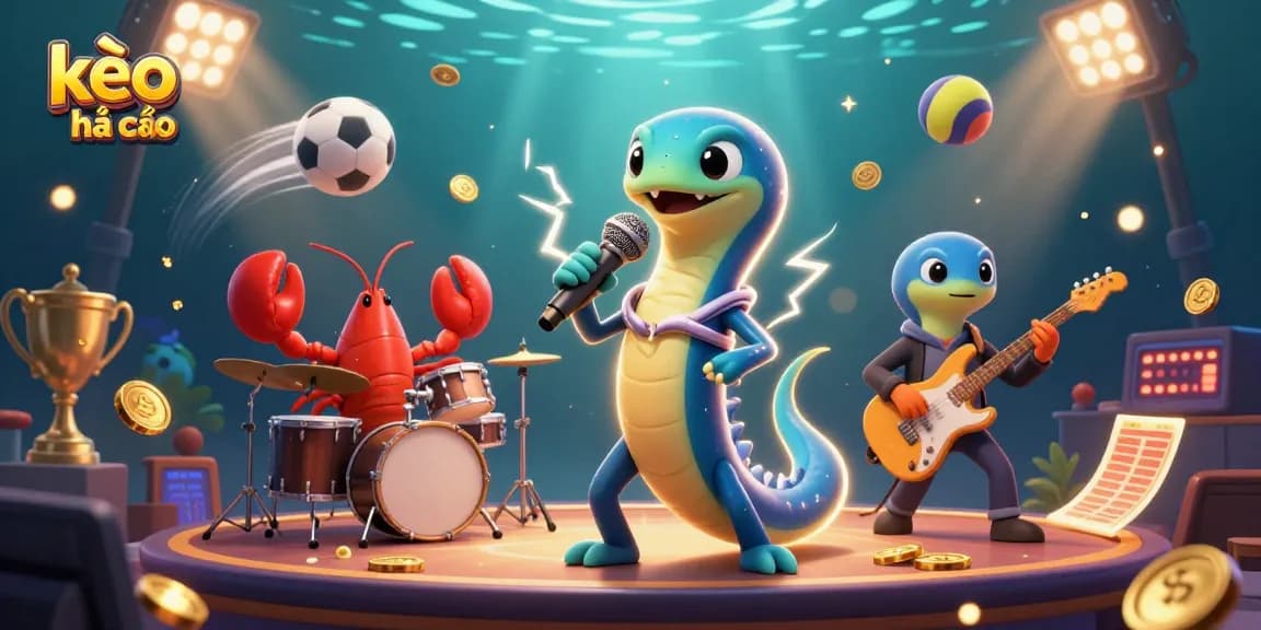 Experience the thrill of kèo nhà cái in this vibrant underwater casino scene featuring a 3D DJ eel.