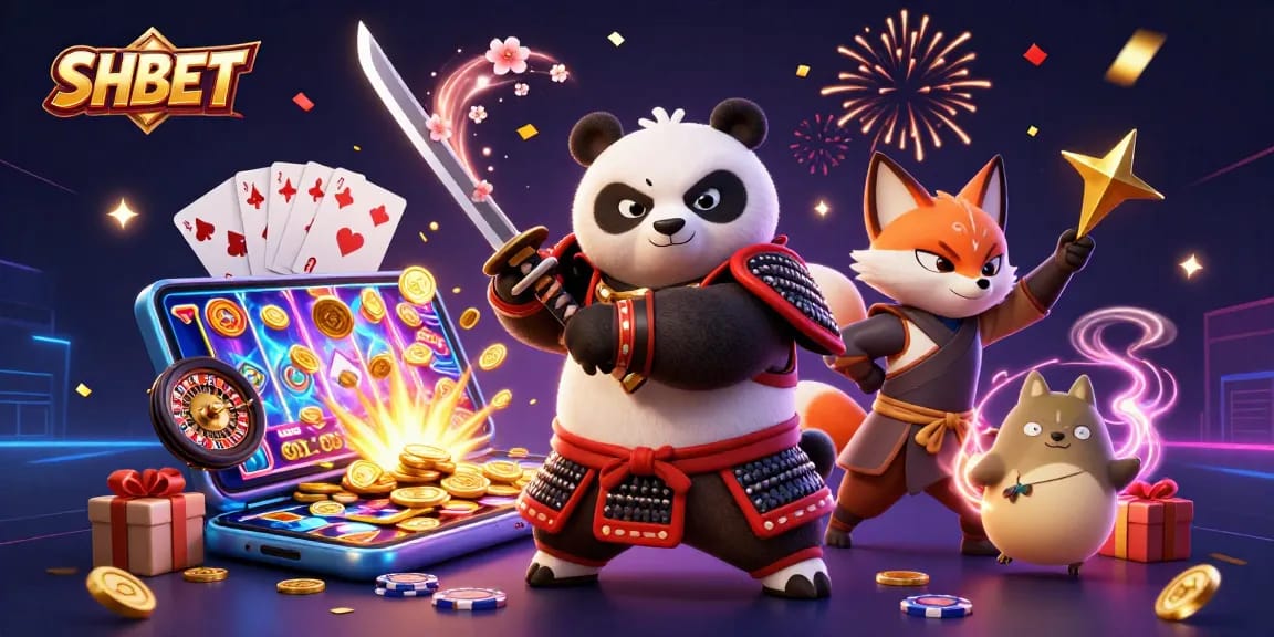 Experience exciting game moments with SHBET, featuring a dynamic casino scene filled with heroes and gaming excitement.