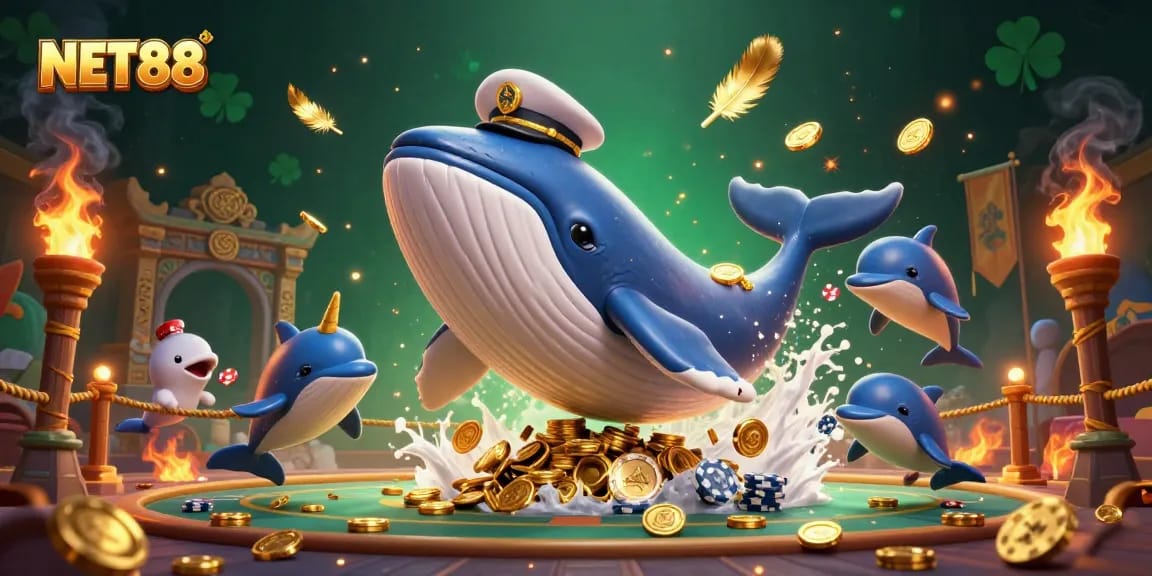 Experience immersive gameplay with NET88, showcasing vibrant cartoon characters in a rich casino scene.