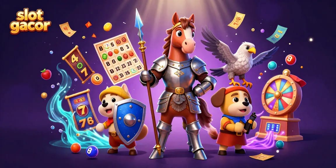 Experience the excitement of slot gacor with vibrant gaming elements and dynamic characters in a captivating digital scene.