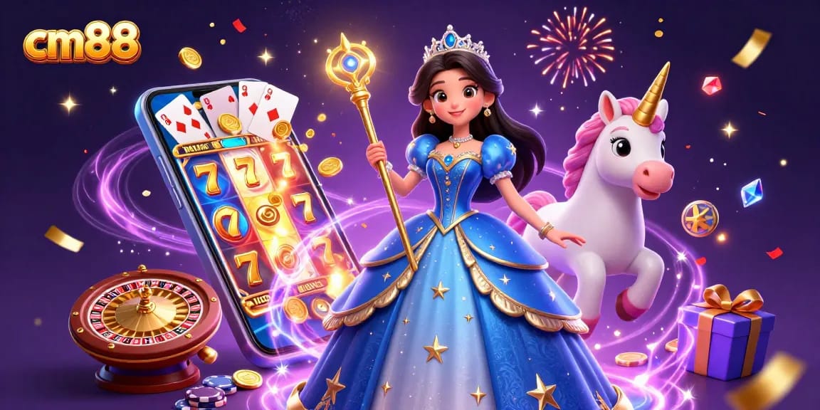 Experience thrilling gameplay at cm88 with spinning slot reels and vibrant casino elements.