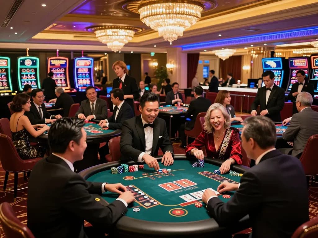 Experience the thrill of casino hong kong with diverse players, neon lights, and luxury decor in an exciting gaming environment.