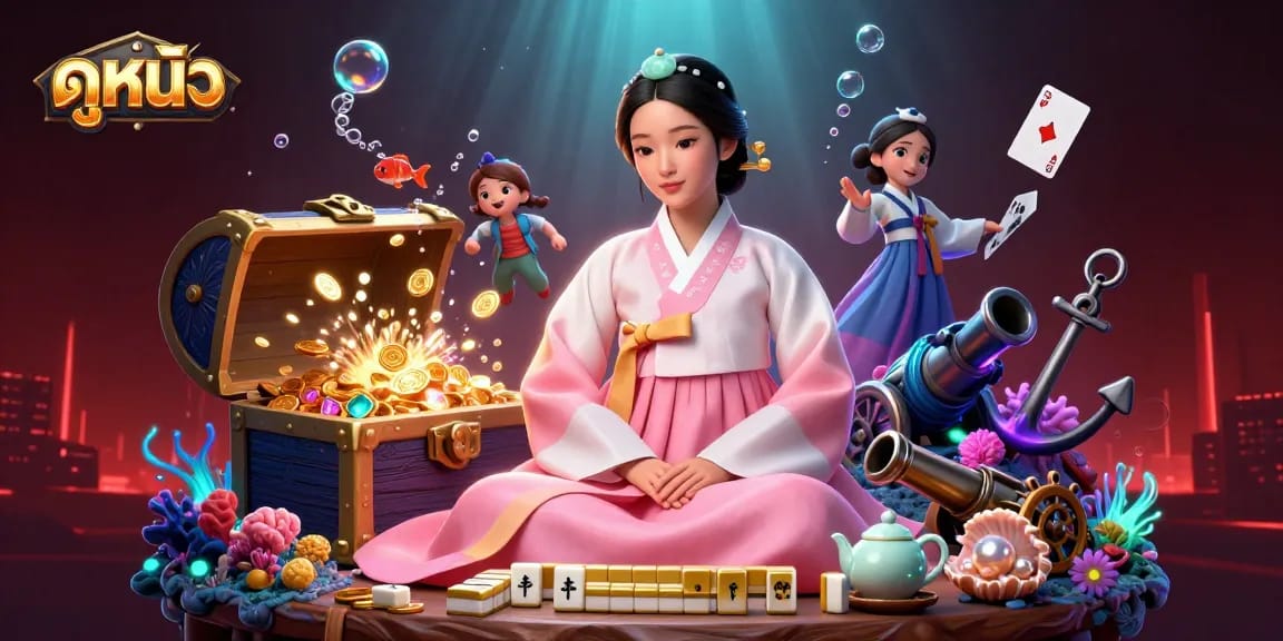 Engaging portrayal of ดูหนัง themed scene with a serene character and dynamic casino elements, showcasing excellence.