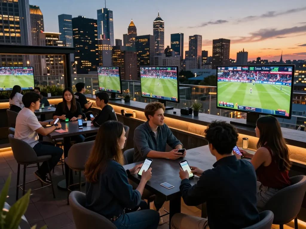 Sports betting enthusiasts enjoying a live event while engaging with 88aa1 betting app