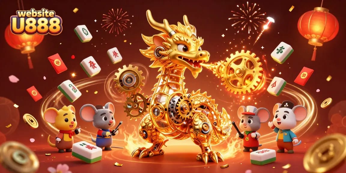 Engage with the vibrant world of gambling on website U888 illustrated through a golden dragon scene.