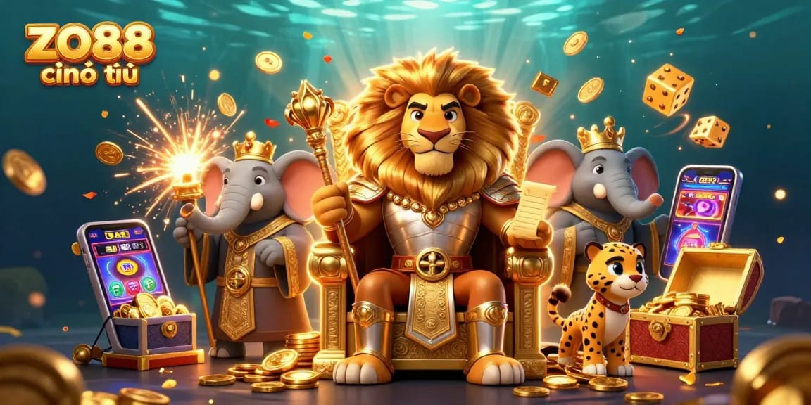 Experience big wins at zo88 chính thức with engaging games and immersive visuals in this vibrant 3D illustration.