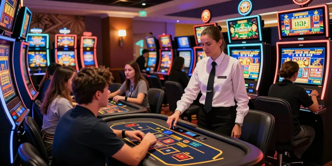 Exciting atmosphere at credit card casinos UK with vibrant gaming tables and players enjoying a lively experience.