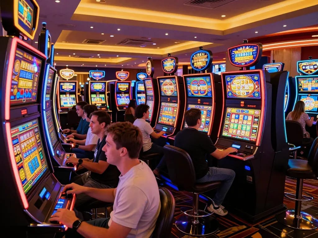 situs slot machines captivating players with vibrant colors and exciting gameplay in a bustling casino