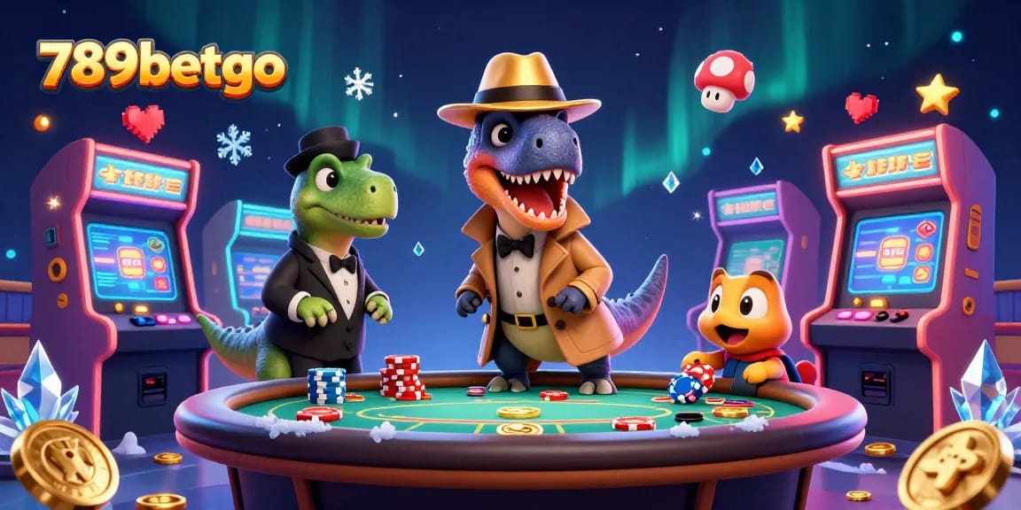 Experience thrilling adventures at 789betgo with this dynamic casino illustration featuring lively characters and games.