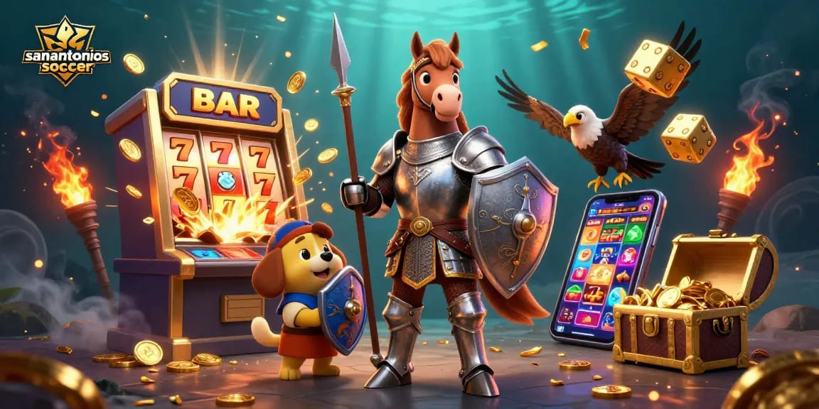 Place bets with San Antonio Soccer in dynamic 3D illustration featuring vibrant gambling elements