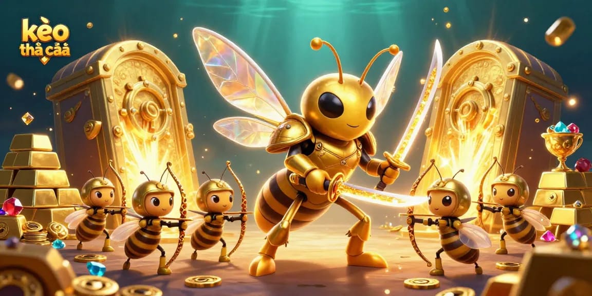 Engage with kèo nhà cái through exciting betting scenes illuminated by treasures and 3D characters.