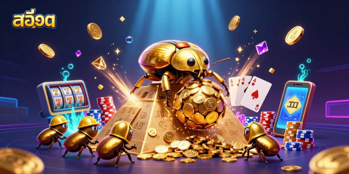 Experience thrilling สล็อต moments with casino elements in vibrant 3D illustration.
