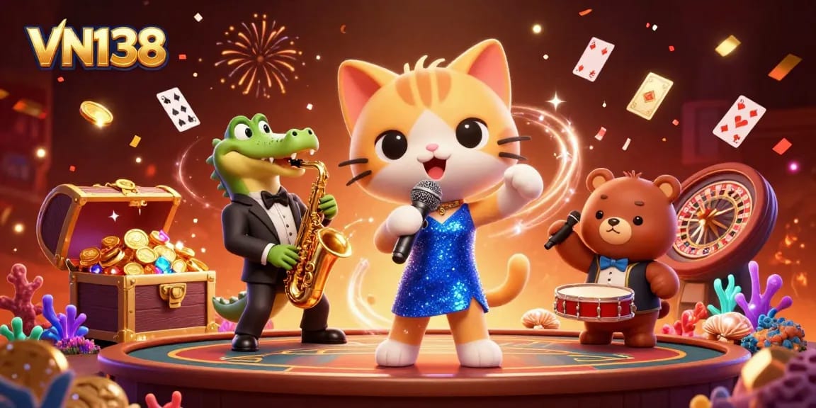 Engage with VN138's vibrant online casino scene featuring unique game characters and exciting elements.