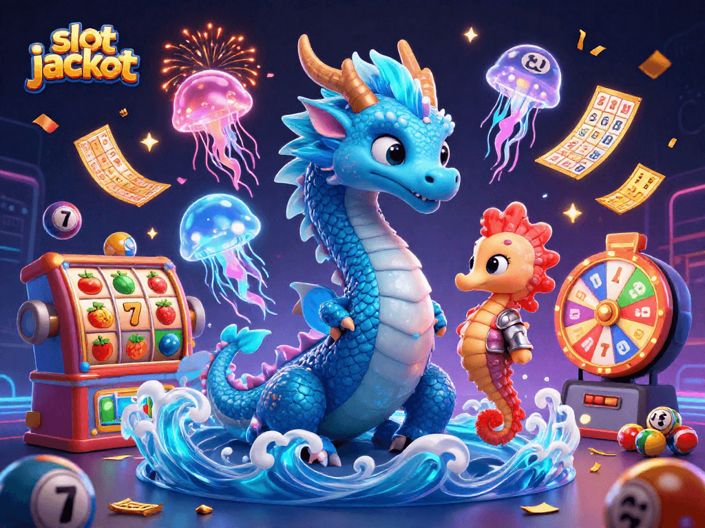 Engage in thrilling slot jackpot excitement with vibrant casino-themed 3D illustration featuring dynamic elements.