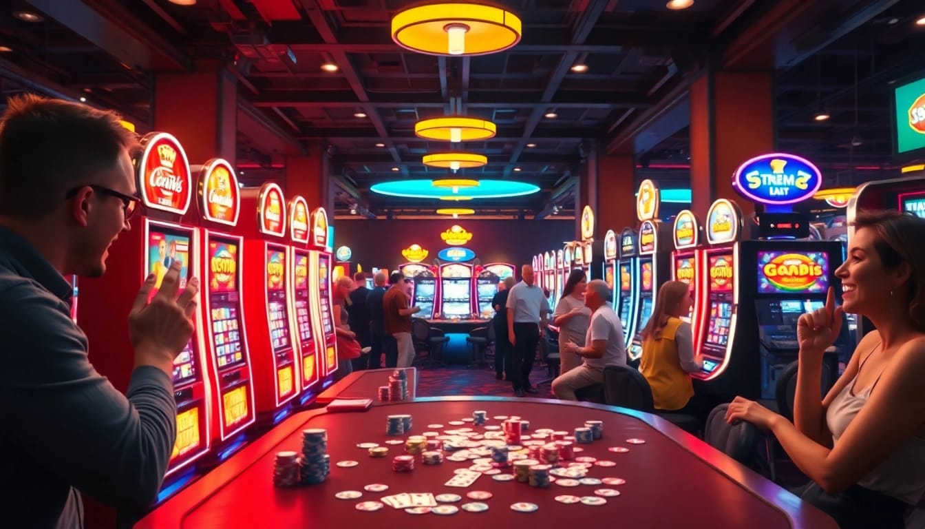 Spielen Sie spannende Casinospiele.de an lebhaften Spielautomaten in einem aufregenden Casino-Umfeld.