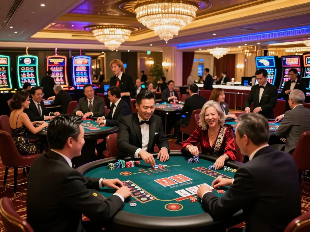 Experience the thrill of casino hong kong with diverse players, neon lights, and luxury decor in an exciting gaming environment.