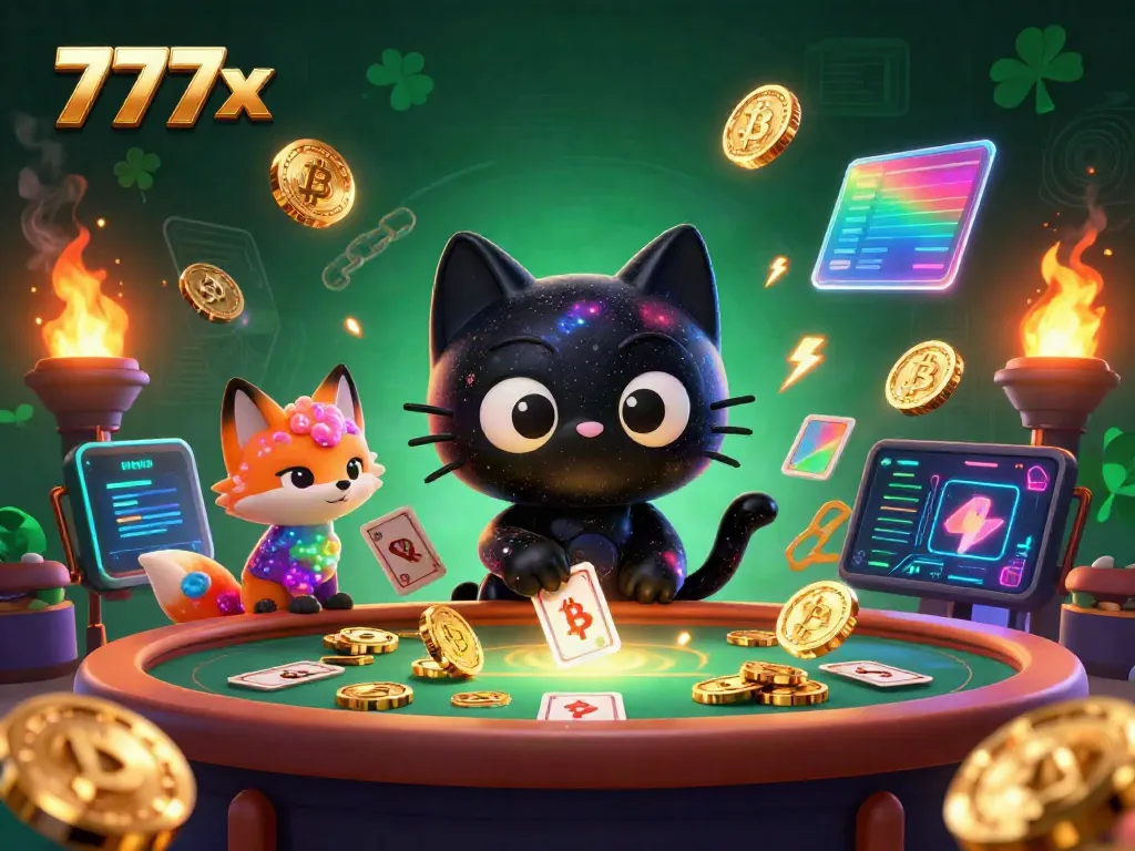Join the thrilling action at 777x casino, with a cosmic theme featuring a black hole cat and nebula fox!