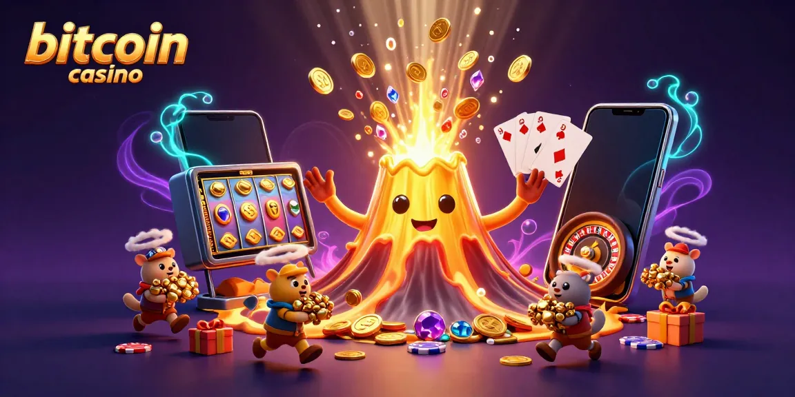 Experience excitement at our bitcoin casino with treasure-filled volcano and game elements!