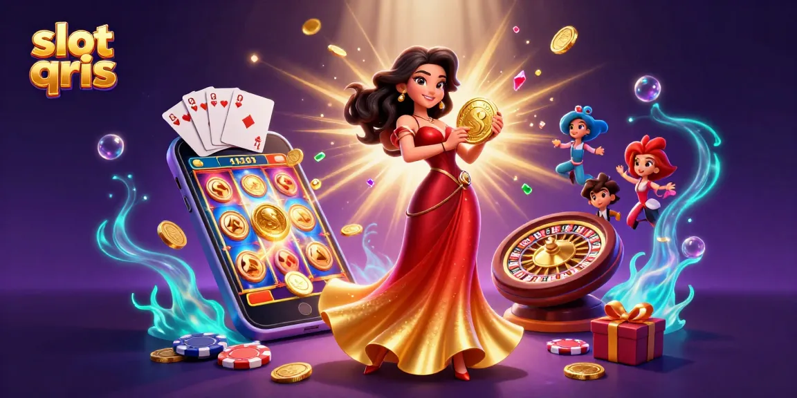 Experience the thrill of slot qris with a glamorous scene showcasing big wins and exciting game elements.