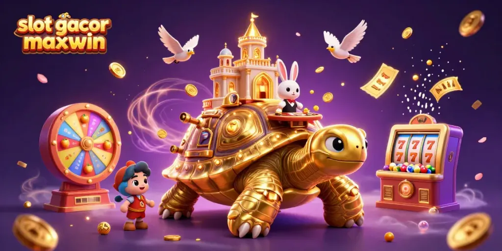 Engage with slot gacor maxwin by winning at dynamic casino games, featuring vibrant colorful elements.