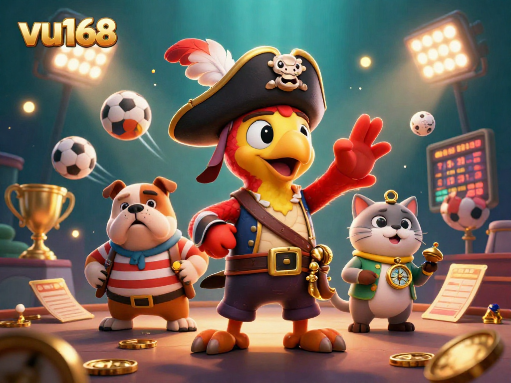 Join the exciting world of vu168, where animated pirate characters enjoy engaging sports betting and interactive gaming elements.