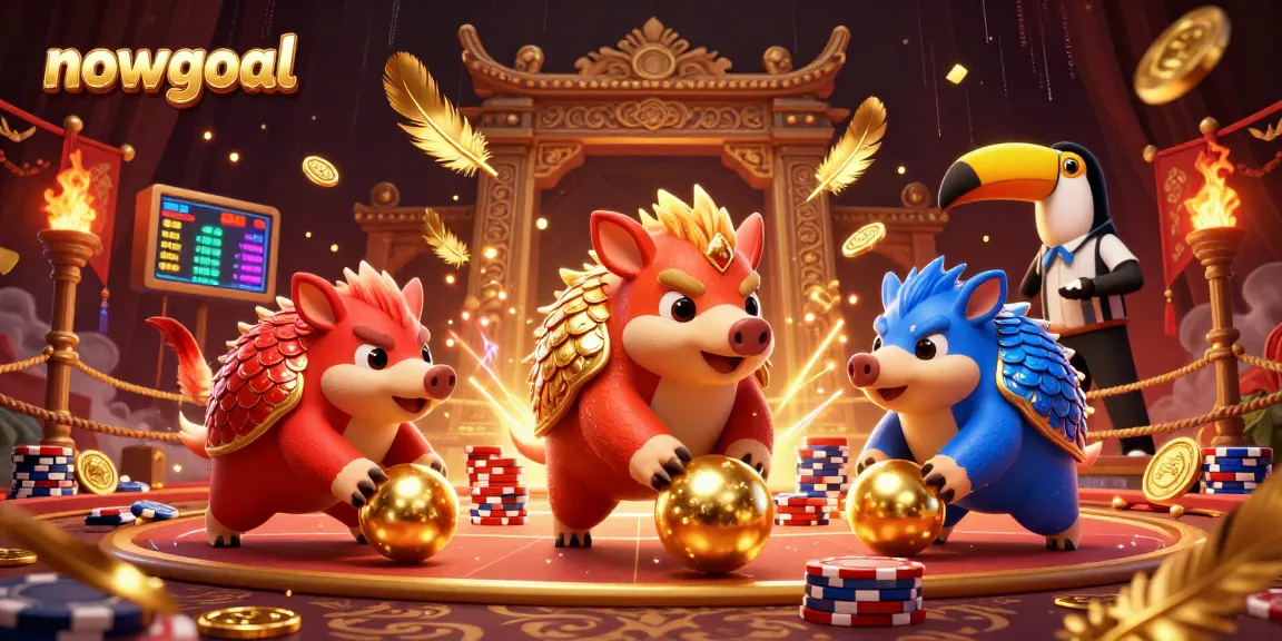 Experience nowgoal sports scores with dynamic pangolins bowling through poker chips in a vibrant arena.