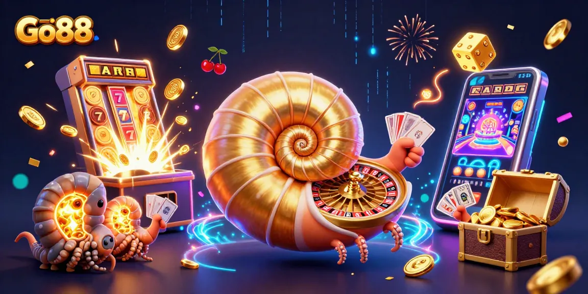 Experience Go88's vibrant casino atmosphere with ancient nautilus, glowing ammonites, and exciting game elements.