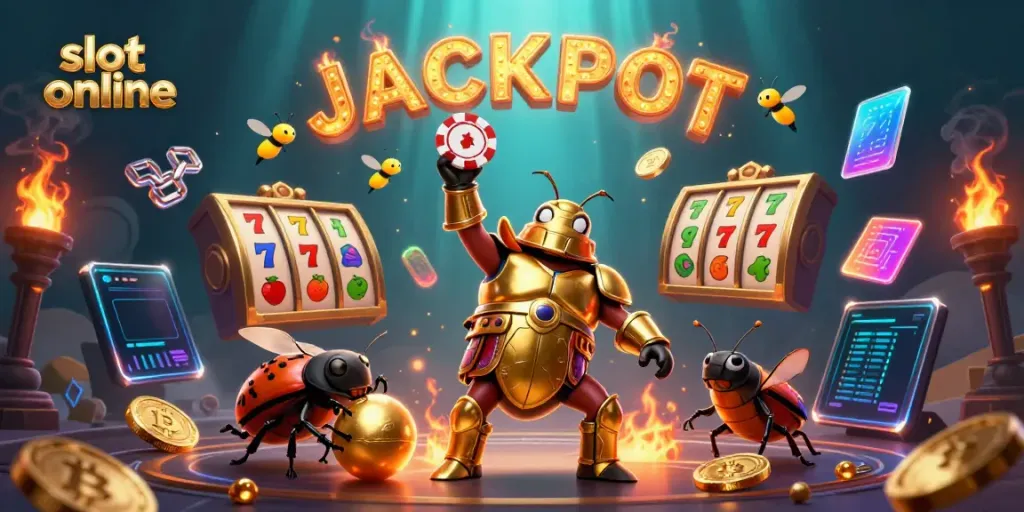 Permainan slot online oleh kumbang hercules dan teman dung beetle yang menggulung bola emas.