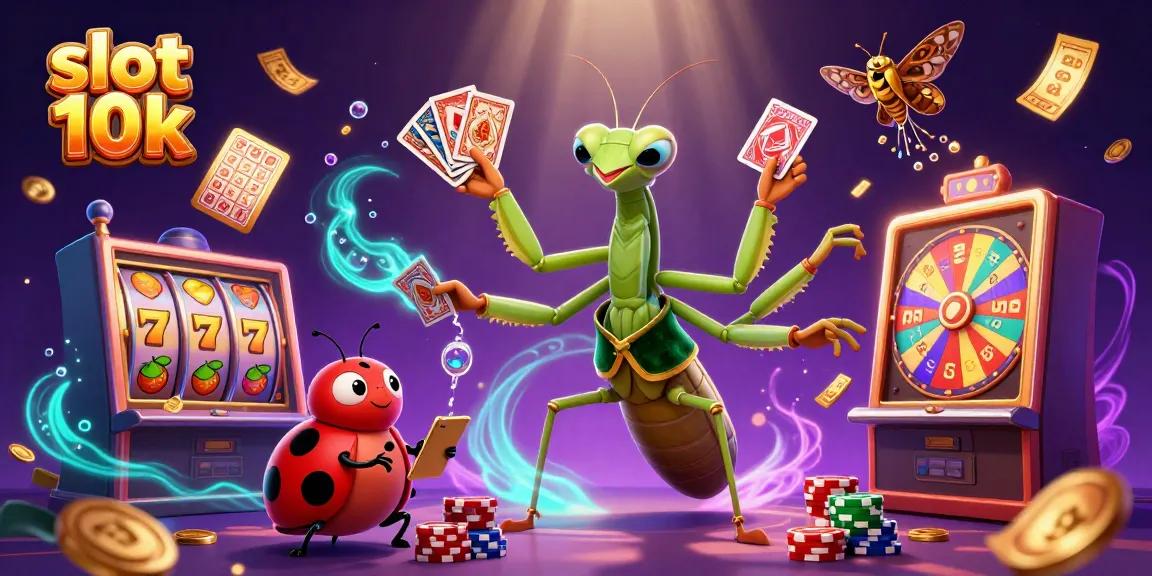 Caught up in the excitement of slot 10k with vibrant characters, jackpot symbols, and lively casino elements.