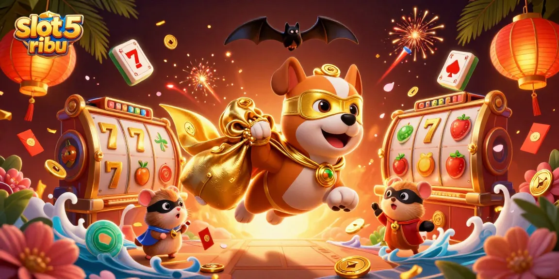 Experience the thrill of slot 5 ribu with our vibrant 3D casino illustration featuring exciting game elements.