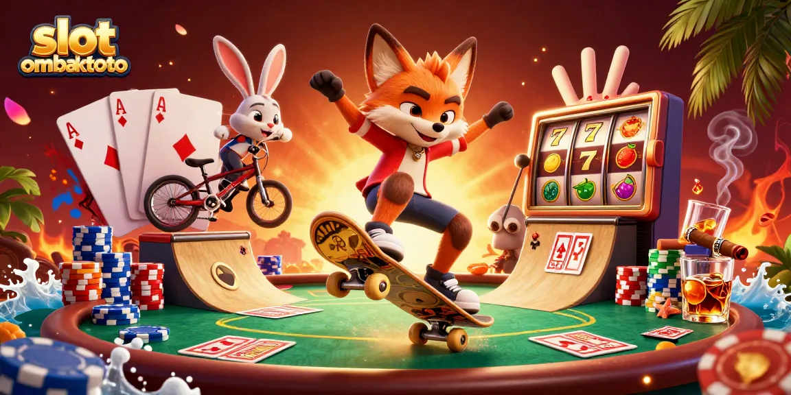 Engaging 3D scene showcasing slot ombaktoto features with animated casino characters and vibrant gameplay elements.