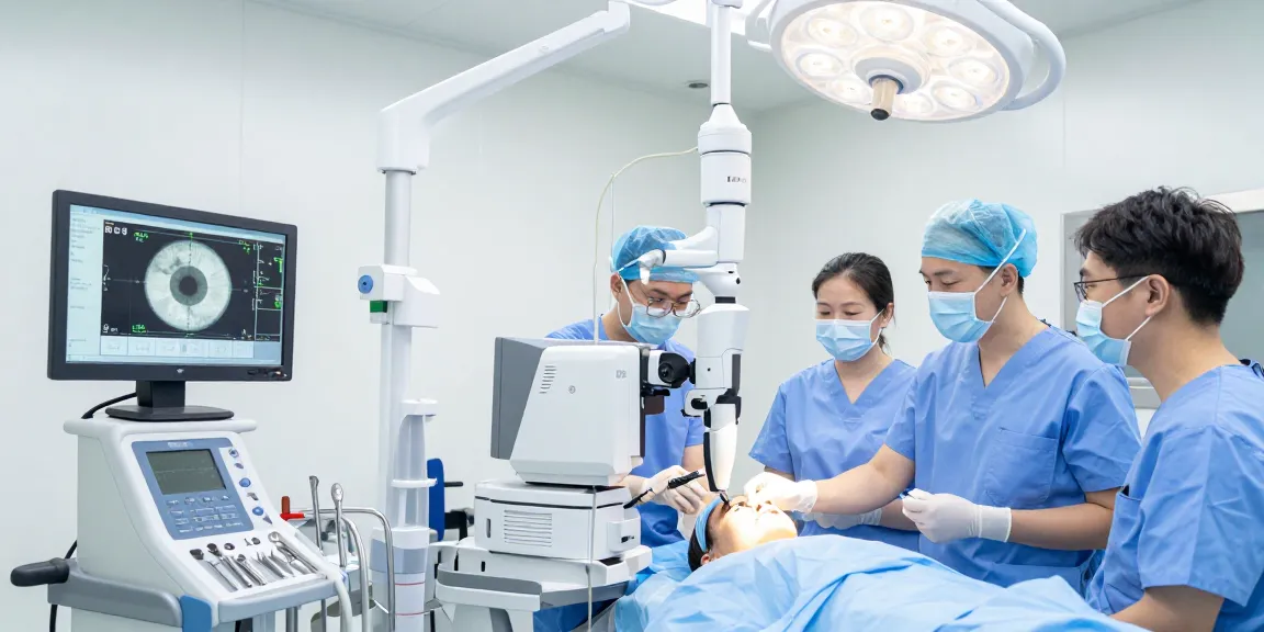 Lasik before after showcasing advanced eye surgery at SNU Eye Clinic, with surgical team and patient in focus.