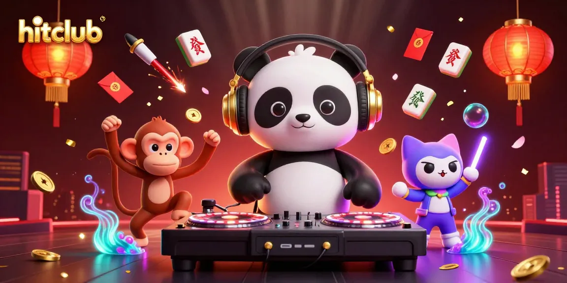 Engage with the vibrant scene of hitclub featuring a DJ panda, dancing monkey, and kitten.