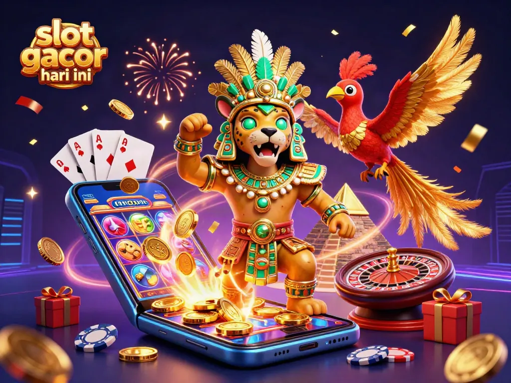 Spin to win in slot gacor hari ini with vibrant gaming elements and lively atmosphere