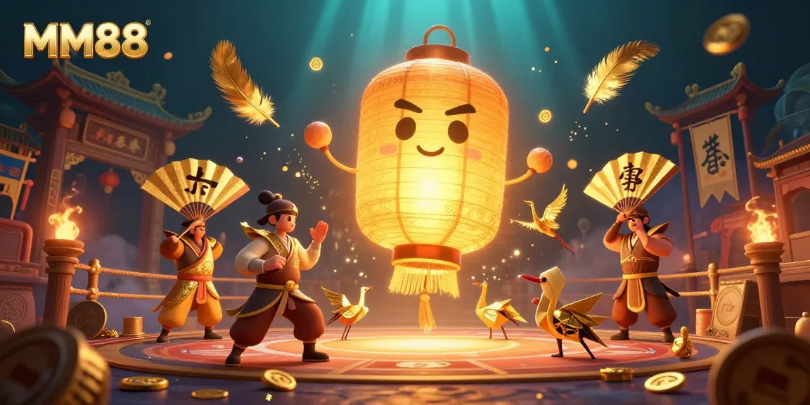 Experience the excitement of MM88 in a dynamic, ultra-detailed 3D illustration of a vibrant Asian casino.