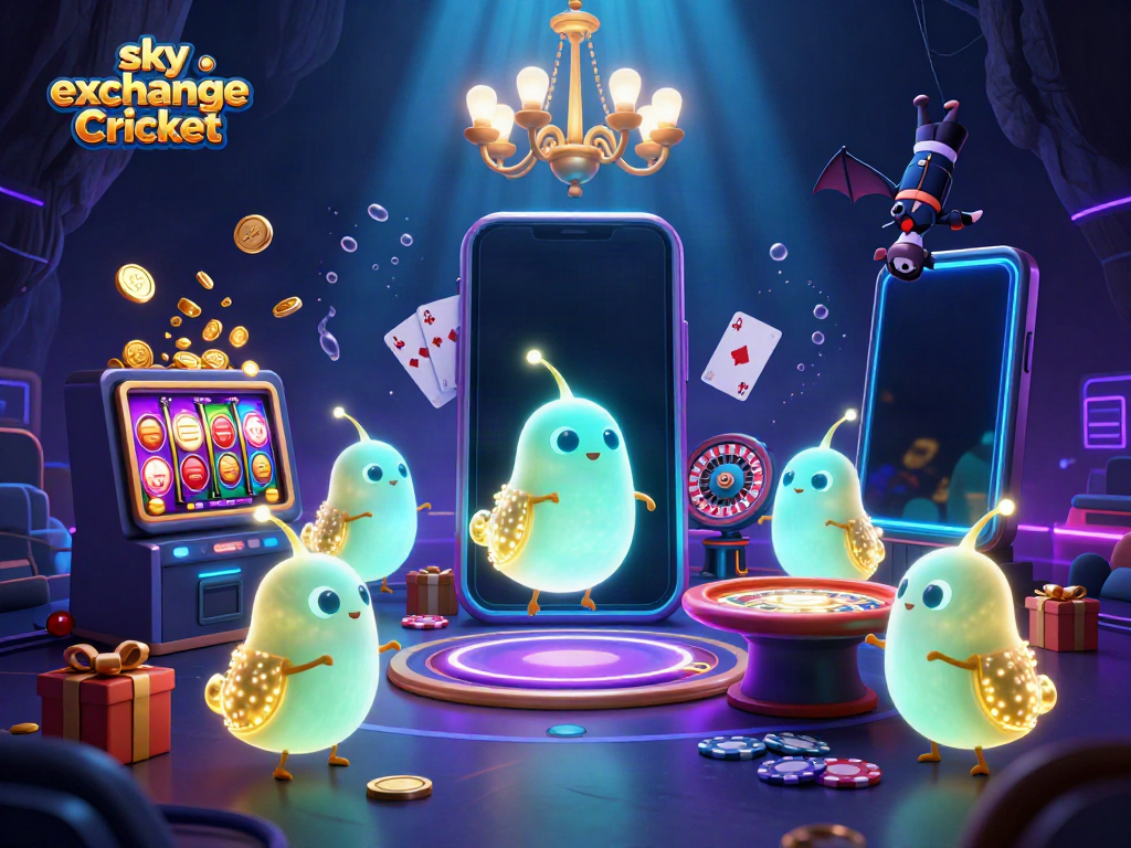 Experience the excitement of sky exchange Cricket with glowworms lighting a vibrant casino scene.