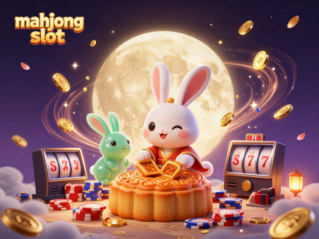 Experience thrilling mahjong slot action with ancient lunar themes and casino elements in a vibrant 3D scene.