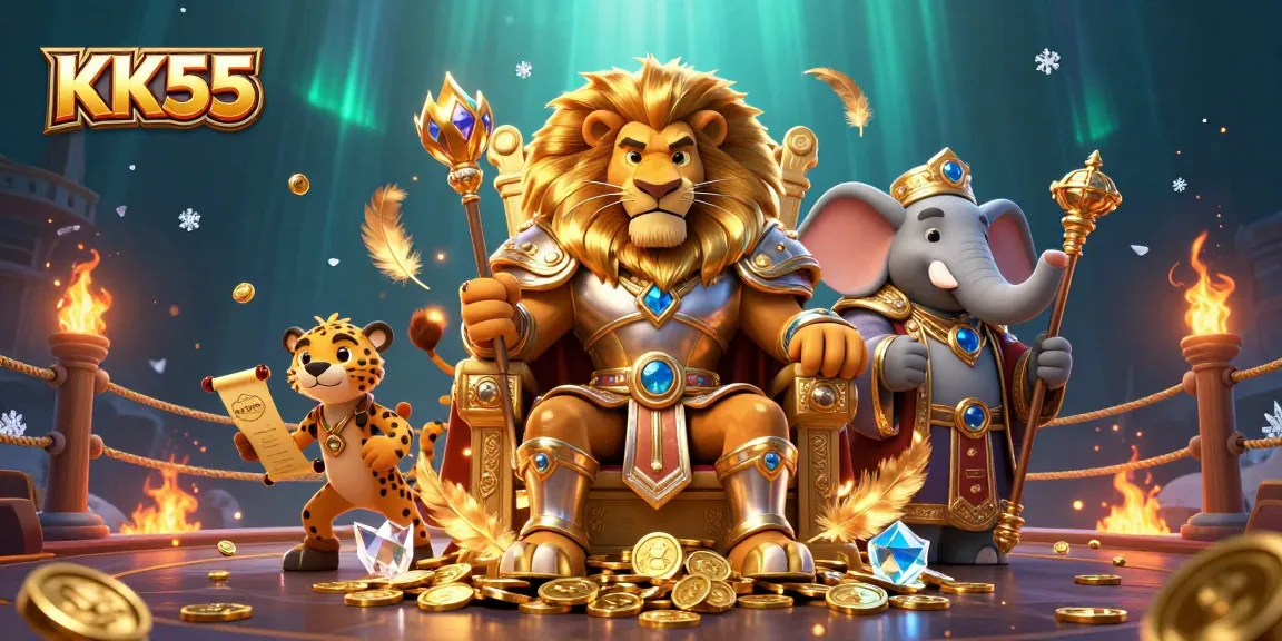 Witness KK55's gaming excitement with the royal lion king, wise elephant, and quick cheetah in action.