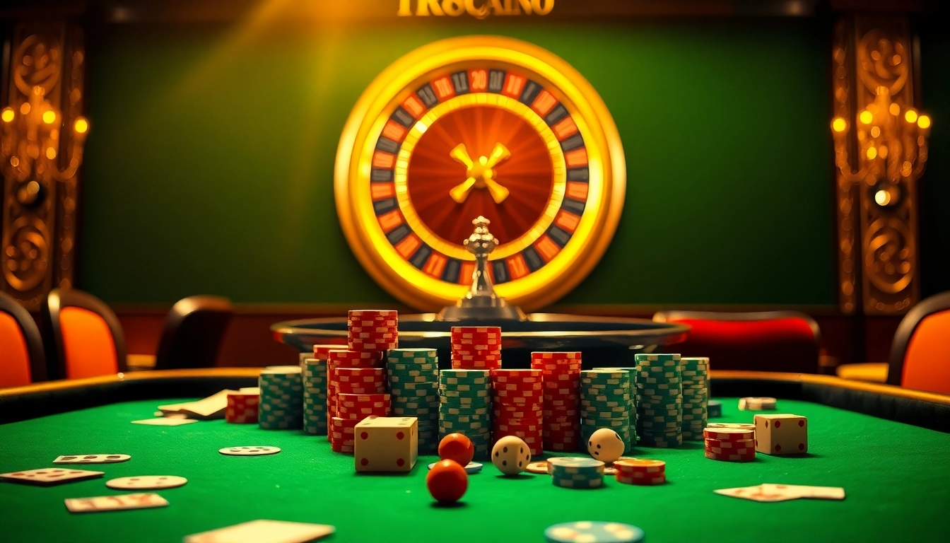 Experience the thrill of TR88 CASINO with vibrant chips and cards on a luxurious gaming table.