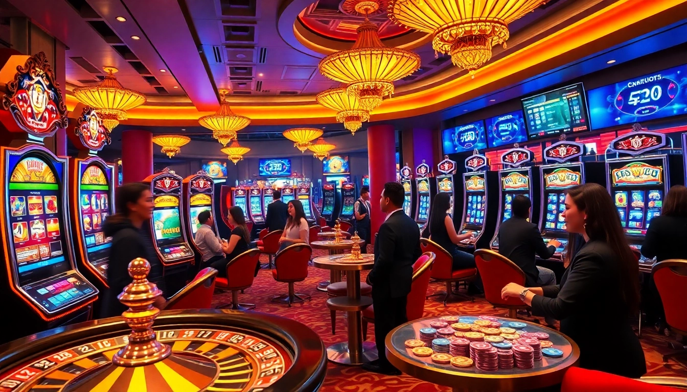 Experience the thrill of slot gacor hari ini in a luxurious casino setting filled with vibrant slot machines.