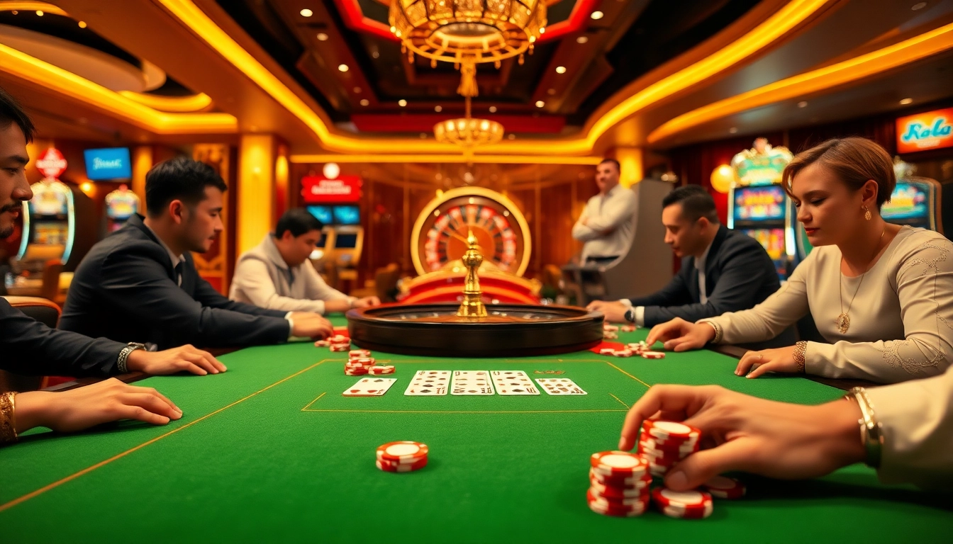 Engaging players eagerly participate in togel china at an elegant casino table amidst vibrant gaming excitement.