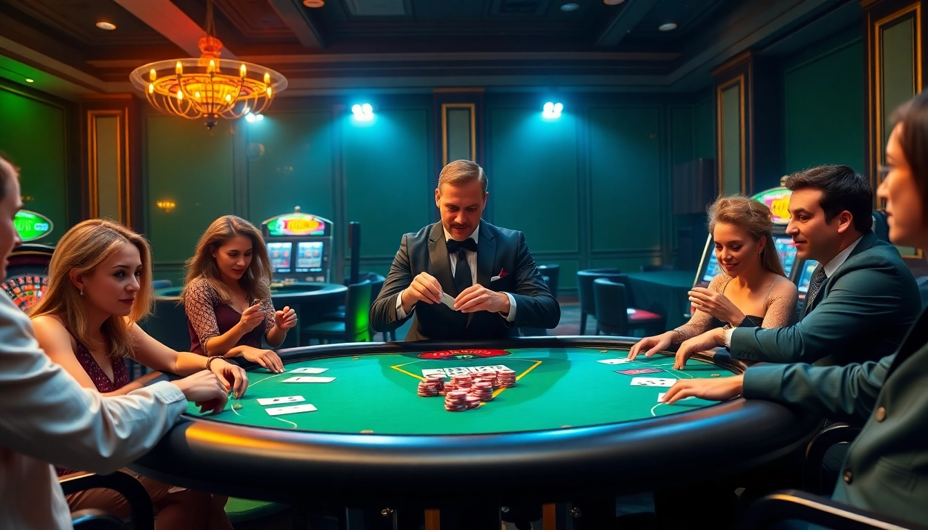 Engage in thrilling poker action at the luxurious KJC casino table with professional gameplay.