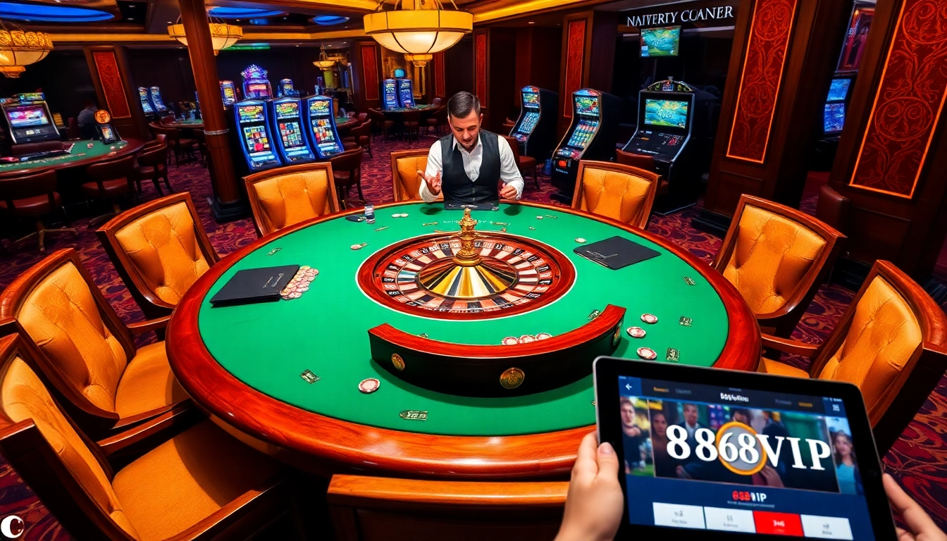 68VIP gamblers enjoying a high-stakes poker game in a luxurious casino setting.