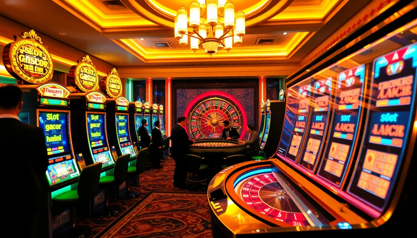 Experience the excitement of slot gacor hari ini with vibrant slot machines and lively casino ambiance.